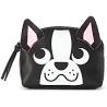 NWT NEW MUDD DOME Cosmetic Case Makeup Bag Vegan BLACK WHITE DOG Cute!