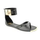 Womens VINCE CAMUTO KASTERN Leather Sandal SHOE 7.5 BLACK GOLD HINGE Punk