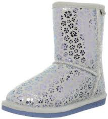 Kids Girls BEARPAW BETSEY YOUTH short suede boot sheepskin shearling 3 SILVER