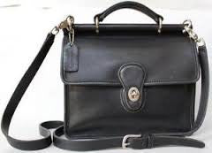 Vintage Coach Willis Black Leather hotsell Crossbody Satchel Flap Turnlock Bag Purse