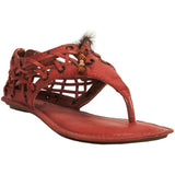 MINT Womens Big Buddha Vegan Peek Thong Sandal Distress 9.5 RED FEATHER