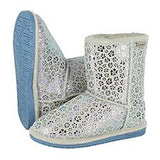 Kids Girls BEARPAW BETSEY YOUTH short suede boot sheepskin shearling 3 SILVER