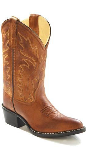 Kids Boys Girls Youth OLD WEST Leather Western Cowboy Boot 8129 BROWN Sz 3.5