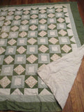 Vintage AMISH Style 91 X 82" SQUARE QUILT Blanket Throw Bedspread Cover Bedroom ROSE FLORAL