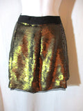 PROENZA SCHOULER Gold Sequin Pleated Mini Skirt Black 6 Glam Party Runway