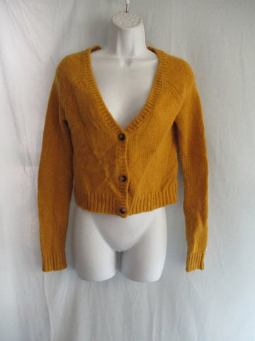 TULAROSA ALPACA BLEND Cardigan Mustard Sweater Top XS Yellow Dijon