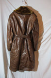 Vintage WWII US NAVY AIRCRAFT Leather Fur Jacket Trench Coat BROWN 42 Lined Belted