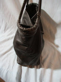 BORSETTA MILANO Leather hobo satchel shoulder bag purse BROWN ESPRESSO