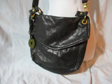 FOSSIL Leather Hobo Handbag Satchel Purse Shoulder Bag Crossbody BLACK
