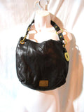 FOSSIL Leather Hobo Handbag Satchel Purse Shoulder Bag Crossbody BLACK
