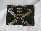 Vintage Snakeskin SUEDE woven LEATHER bag purse evening Clutch BLACK