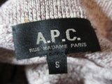A.P.C. RUE MADAME PARIS Top Shirt Blouse Work S Tan Knit Short Sleeve