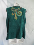 NWT NEW BOB MACKIE WEARABLE ART LEATHER Embroidered PEACOCK VEST S Boho Hippie Western