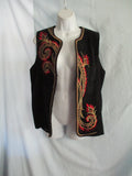 NEW BOB MACKIE WEARABLE ART LEATHER Embroidered VEST S Boho Hippie Western BLACK