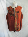 NWT NEW BOB MACKIE WEARABLE ART LEATHER Embroidered VEST S Boho Hippie Western BROWN