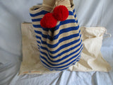 NEW NWT SOPHIE ANDERSON Woven Slouch Hobo Bag Purse Striped BLUE TAN