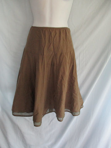 AQUA Cotton Mesh Layered SKIRT Boho Indie Tiered Lined XS Hippie OLIVE GREEN