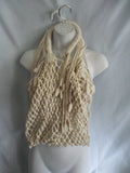 NEW Handmade macrame crochet fringe crossbody bag purse CREME WHITE