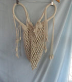 NEW Handmade macrame crochet fringe crossbody bag purse CREME WHITE
