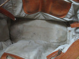 BOTTICELLI Thick Leather Satchel Tote Shoulder Bag Purse Travel BROWN