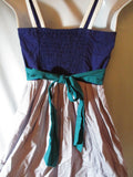 WOMENS SILENCE + NOISE Pleated Ribbon Belted Dress S Patchwork Purple