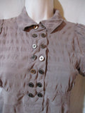MARC JACOBS CASUAL Short Sleeve Button Up Top S Striped Shirt LAVENDER GRAY