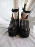 JEFFREY CAMPBELL SCULLY PLATFORM Chunky High Heel Shoe 8.5 Leather BLACK
