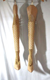 EMILY B. LEGEND Tall Thigh-High Stiletto Leather Strappy BOOTS 8.5 BEIGE GOLD