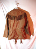 Vintage RZR Cowboy FRINGE Jacket Coat Hippie BROWN L Hippie 1970's Belted
