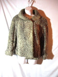 Vintage PERSIAN LAMB FUR jacket coat parka GRAY Distressed BOLERO S
