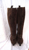 GOFFREDO FANTINI Leather Knee High Tall BOOT 39.5 Pointy Toe Stitch BROWN