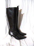 GOFFREDO FANTINI Leather Knee High Tall BOOT 39 Pointy Toe Stitch Black