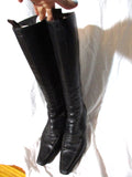 GOFFREDO FANTINI Leather Knee High Tall BOOT 39 Pointy Toe Stitch Black