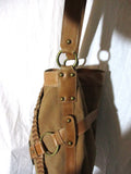 SCULLY Thick SUEDE LEATHER Satchel Hobo Bag Bucket Saddle Bag Stitch BEIGE Hipster Boho