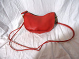 Vintage Leather MADE IN USA Shoulder Bag Crossbody Purse Swingpack CORAL