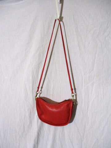 Vintage Leather MADE IN USA Shoulder Bag Crossbody Purse Swingpack CORAL