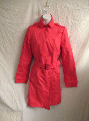 WILLI SMITH Belted Trench Coat jacket L CORAL PINK PEACH
