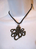 SQUID OCTOPUS TENTACLE Pendant Necklace Leather Cord Steampunk