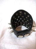 NEW M.S. SPIKE STUD Leather Punk Bracelet Cuff Industrial Goth Emo BLACK Adjustable
