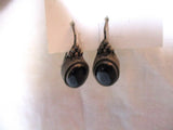 925 STERLING SILVER ONYX BLACK Pierced Earring Classic Statement