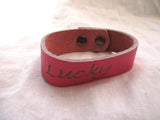 NEW DILLON ROGERS LUCKY Leather Bracelet Cuff PINK Adjustable Jade