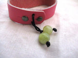 NEW DILLON ROGERS LUCKY Leather Bracelet Cuff PINK Adjustable Jade