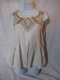 FREE PEOPLE Boho Embroidered Blouse Top Shirt M Victorian Hippie