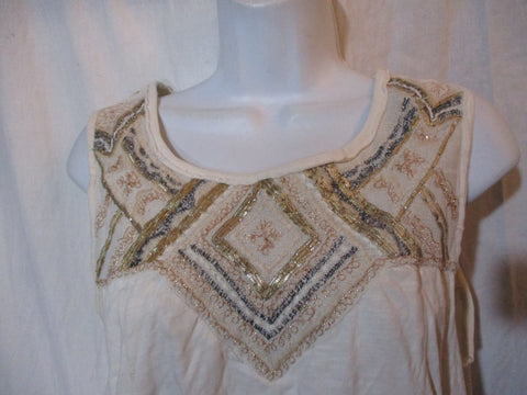 FREE PEOPLE Boho Embroidered Blouse Top Shirt M Victorian Hippie