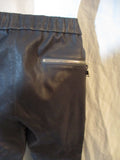 NEW LOUIS VUITTON FRANCE 40 LEATHER ZIPPER Skinny Trouser Pant Slacks CHARCOAL BLACK