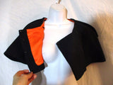 Vintage wool shawl wrap shoulder jacket coat Bolero BLACK Orange Cape Poncho Shrug