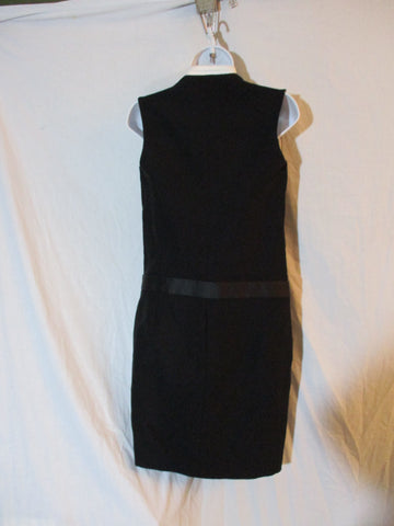NWT NEW CELINE V-Neck Jersey Dress 36 BLACK WHITE Formal Dressy Business