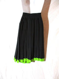 LOUIS FERAUD Pleated LIME GREEN BLACK Skirt BLACK 10 Womens Luxury