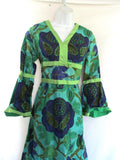 Vintage DAGINA DIP ART 100% FLORAL RUNWAY Silk Dress Made in India