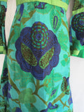 Vintage DAGINA DIP ART 100% FLORAL RUNWAY Silk Dress Made in India